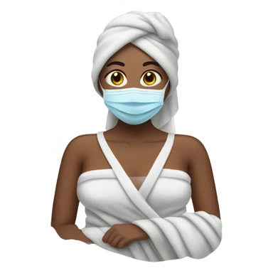 Woman in a towel and face mask sticker