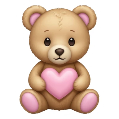 beige teddy bear and a pink pastel heart sticker