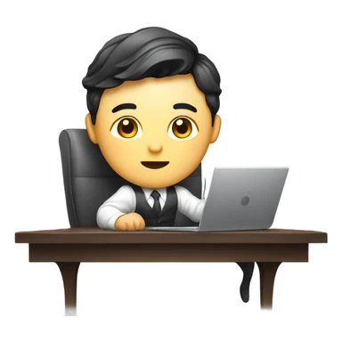 Rich man working setting on a chair and near the table with laptop he is Korean idol   sticker