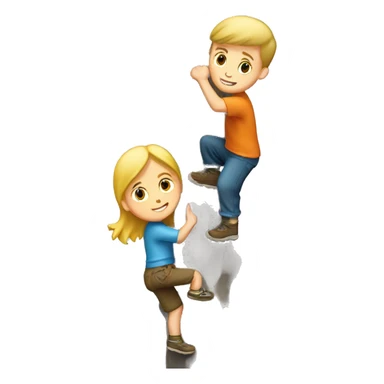 white boy and white girl climbing sticker