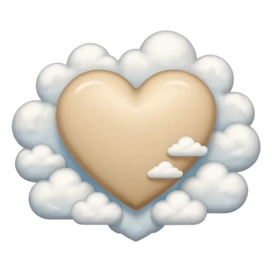 Soft beige heart with clouds underneath it sticker