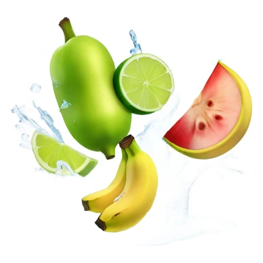BANANA APPLE LEMON AND LIME WITH ICE CUBES water splash sticker