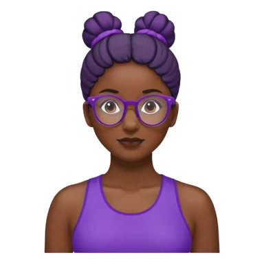 Female Athlete with Glasses – Dark-skinned woman, bun hairstyle, purple sports top.


 sticker