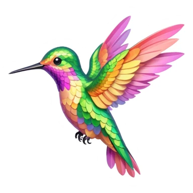 mostly peach pink plus yellow-green humming bird sticker