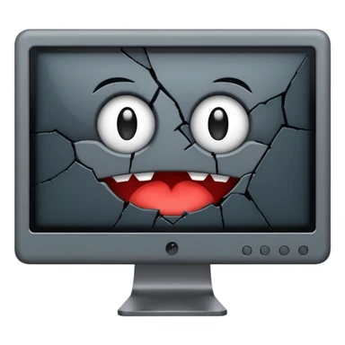 Broken computer monitor with no face  sticker