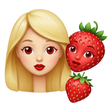 strawberry 🍓 and red kiss 💋 fashioned stylish little emoji for “slay” reaction sticker