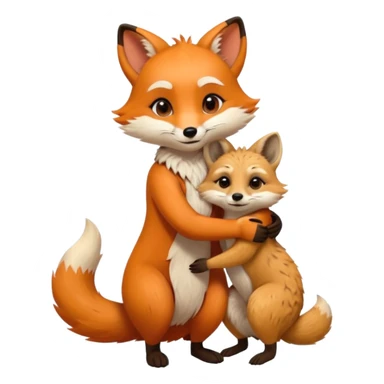 A cute female 9 tail fox hugging a meerkat sticker