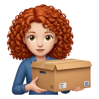 box carrier curly red haired girl  sticker