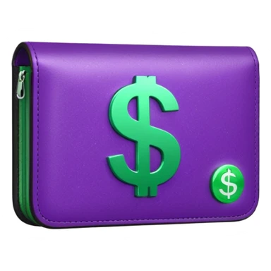 glitter purple wallet $ green symbol sticker