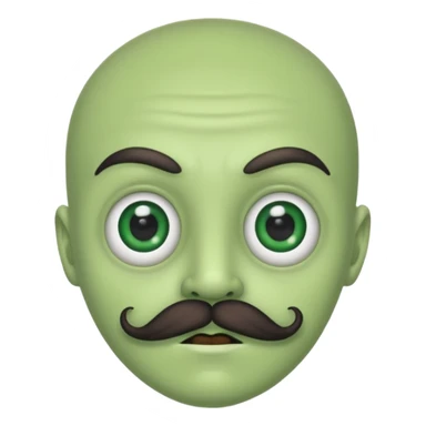 alien with mustache and green body sticker