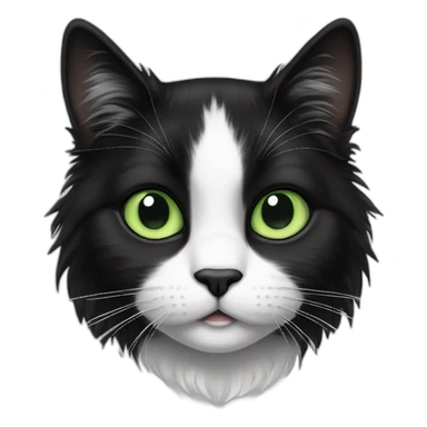 dumb looking tuxedo cat long haired green eyes black white sticker