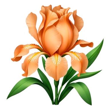 big bouquet Peach Iris, luxuriant, leaf, bud sticker