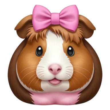 Guinea pig wearing a pink bow sticker