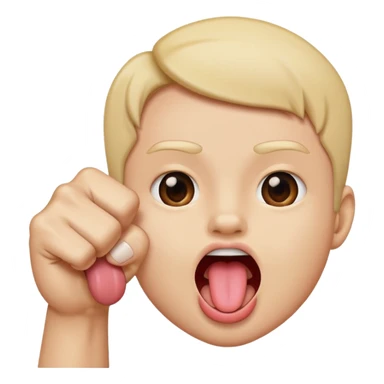 Tongue out face with one fist in front of face sticker