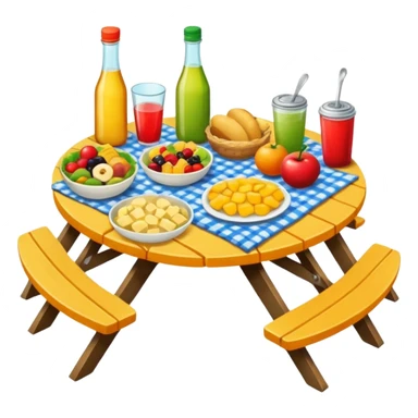picnic table with food items on it sticker