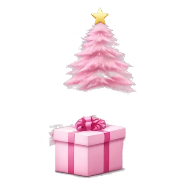 Pastel pink Christmas tree with pink gift sticker