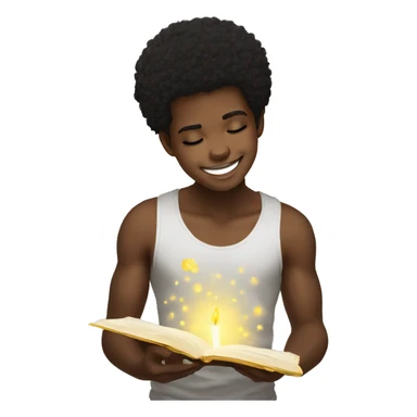 Afro black hair boy pray to smile new year confetty  sticker