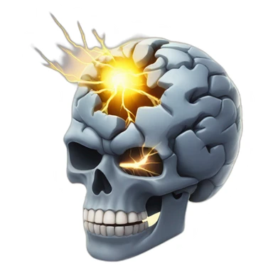 Super brain inside a skull with lightning coming out of it sticker