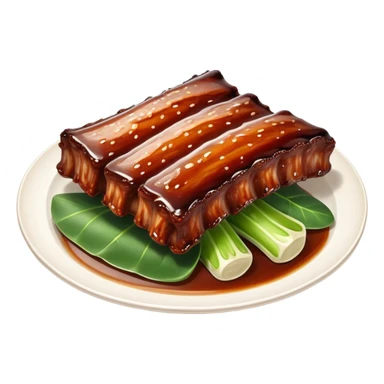 cinematic-realistic-barbeque-ribs-dish-emoji,-depicted-as-succulent,-slow-cooked-ribs-with-a-sticky-smoky-glaze-rendered-with-rich-textures-and-dynamic,-appetizing-lighting. baby back spare ribs sticker