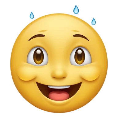 Emoji, yellow round laughing tilted head face with tears of fun sticker
