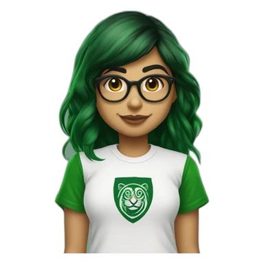 Mia Khalifa white tshirt green sleeves slytherin logo sticker