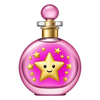 Create small pink perfume and Sol de janeiro inscriptions and small stars sticker