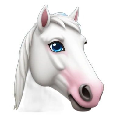 White horse with pink nose blue eyes brown ears sticker