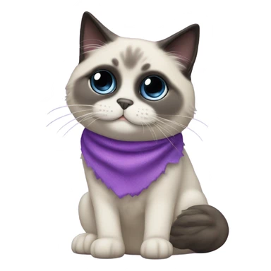 Seal point Ragdoll cat with dark face and nose. The cat is sitting on top of a purple unicorn. sticker