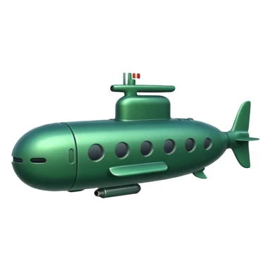 green mini single submarine in cartoon  sticker