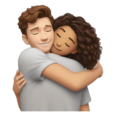 Zendaya hugging tom holland sticker