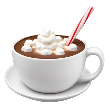 Hot chocolate in a red mug with whipped cream and marshmallows on top sticker