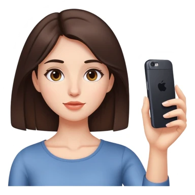 A brunette girl takes a selfie sticker