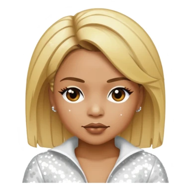 T-Boz from TLC with blonde hair, white sequin outfit sticker