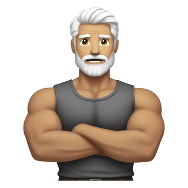 Muscled guy with white hair and white beard curling arms sticker