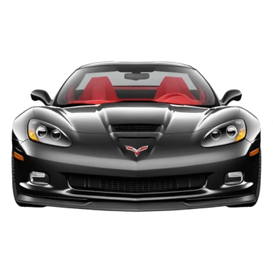 black 2006 Chevrolet Corvette C6 ZR1 with a red headlight, simplified, expressive, front view sticker