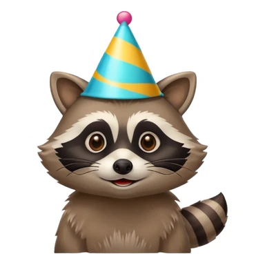 Raccoon with party hat sticker