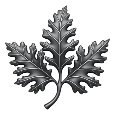 Black and silver filigree Oak leaf, 3D, extremely detailed design sticker