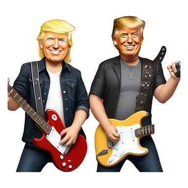 Elon musk and trump playing in a rock band called maga sticker