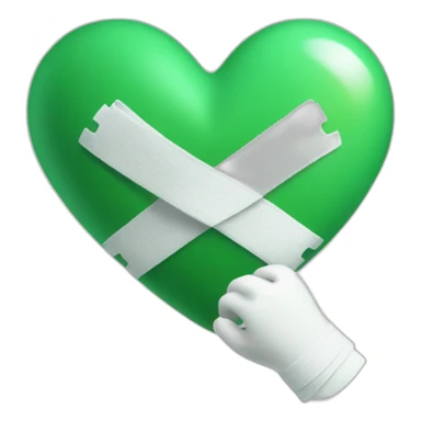 Green-heart-with-white-bandage-and-kindness-hand sticker