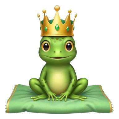 cute little frog with crown on head sitting on bed sticker