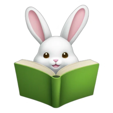 Doudou lapin avec veste verte qui lit un livre sticker