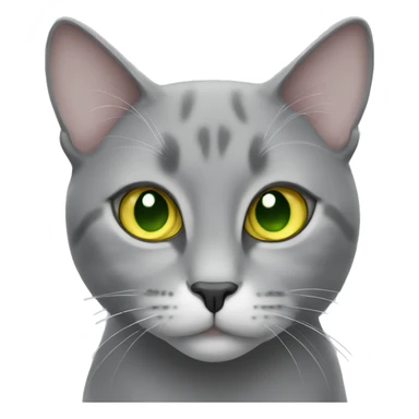 grey cat with green-yellow eyes, lop-eared sticker