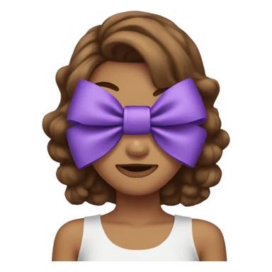Purple bow on brown haired girl  sticker