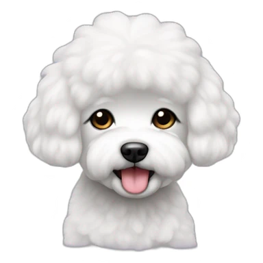 mujer piel blanca pelo negro largo cargando perro bichon blanco sticker