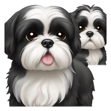 Two black and white shitz tzu puppies  sticker