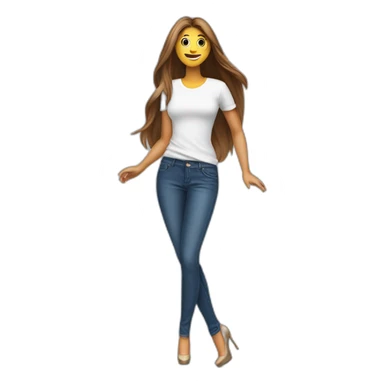 Woman with long hair dressing jeans with DNX Solutions Tshirt dancing in high heels sticker