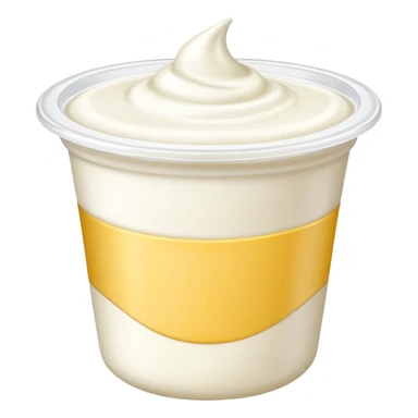 sealed yogurt cup with creamy surface hint. sticker