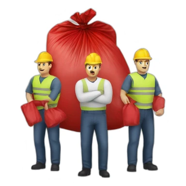 3 Man with red garbage bag in the bag danger logo sticker