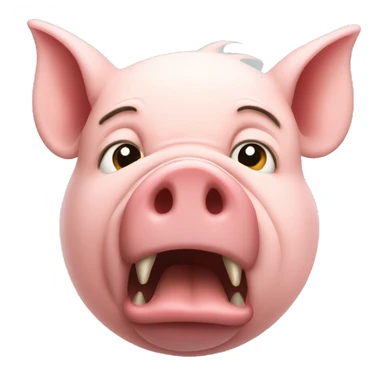 A pig aggressively inhaling  sticker