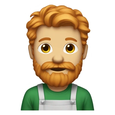 Ginger man with a scruffy beard wearing a green shirt with an apron on sticker